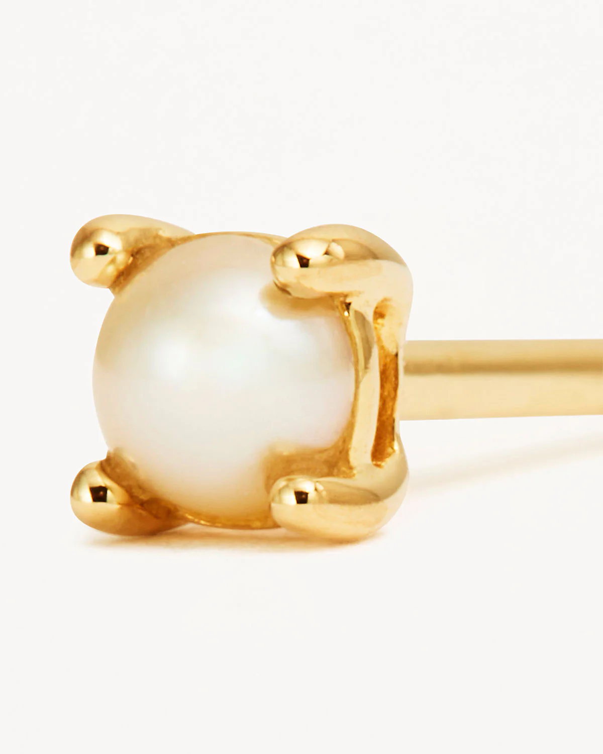 14k Solid Gold Serene Pearl Stud Earring - Image 3