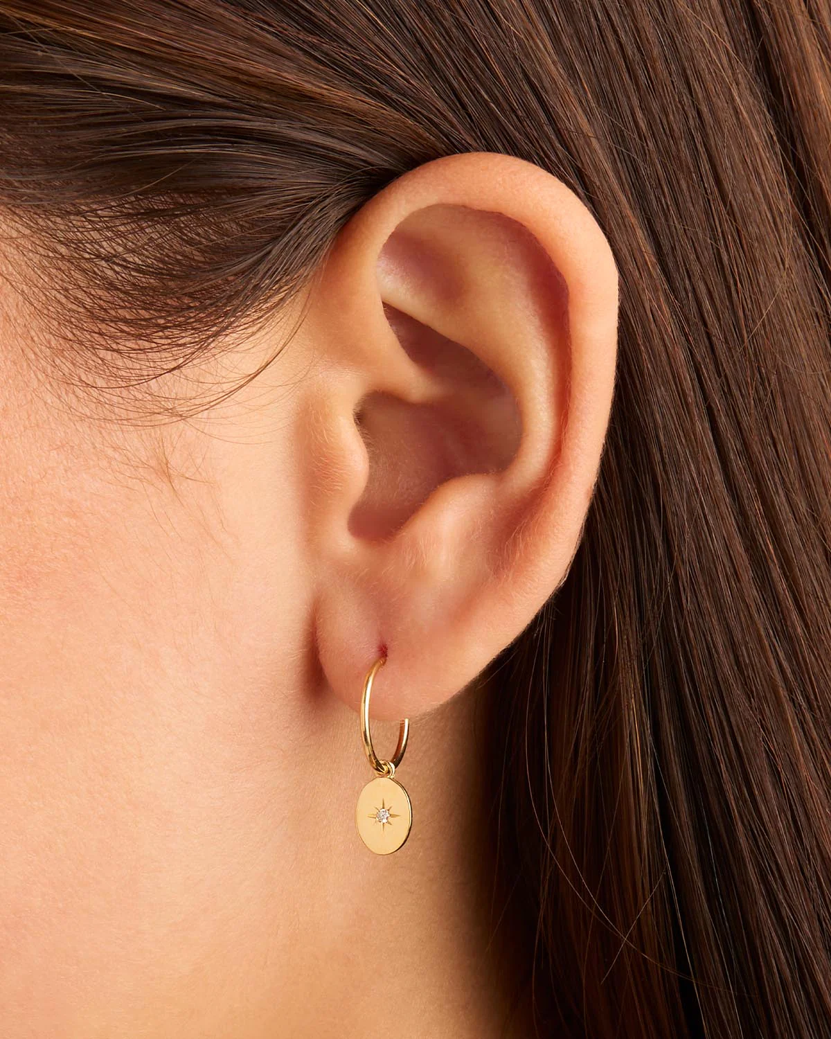 14k Solid Gold Shine Your Light Diamond Hoop - Image 2