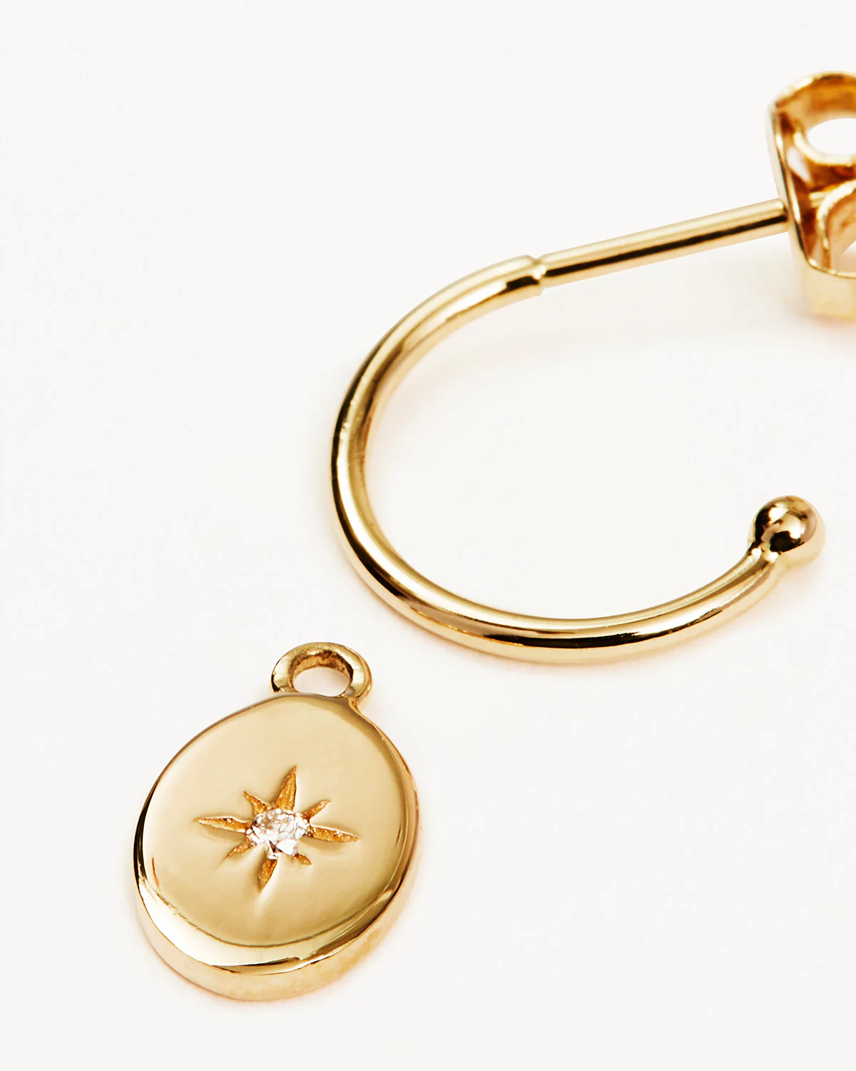 14k Solid Gold Shine Your Light Diamond Hoop - Image 3