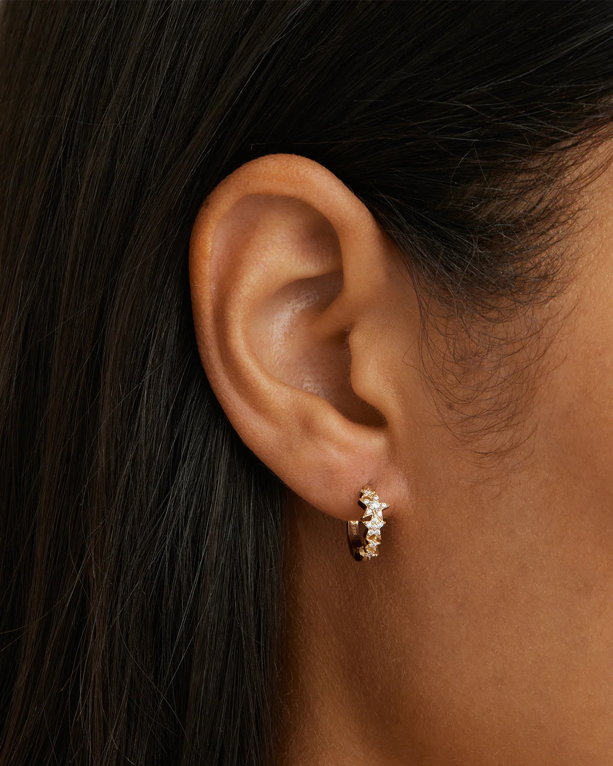 14k Solid Gold Stardust Lab-Grown Diamond Hoop - Image 2