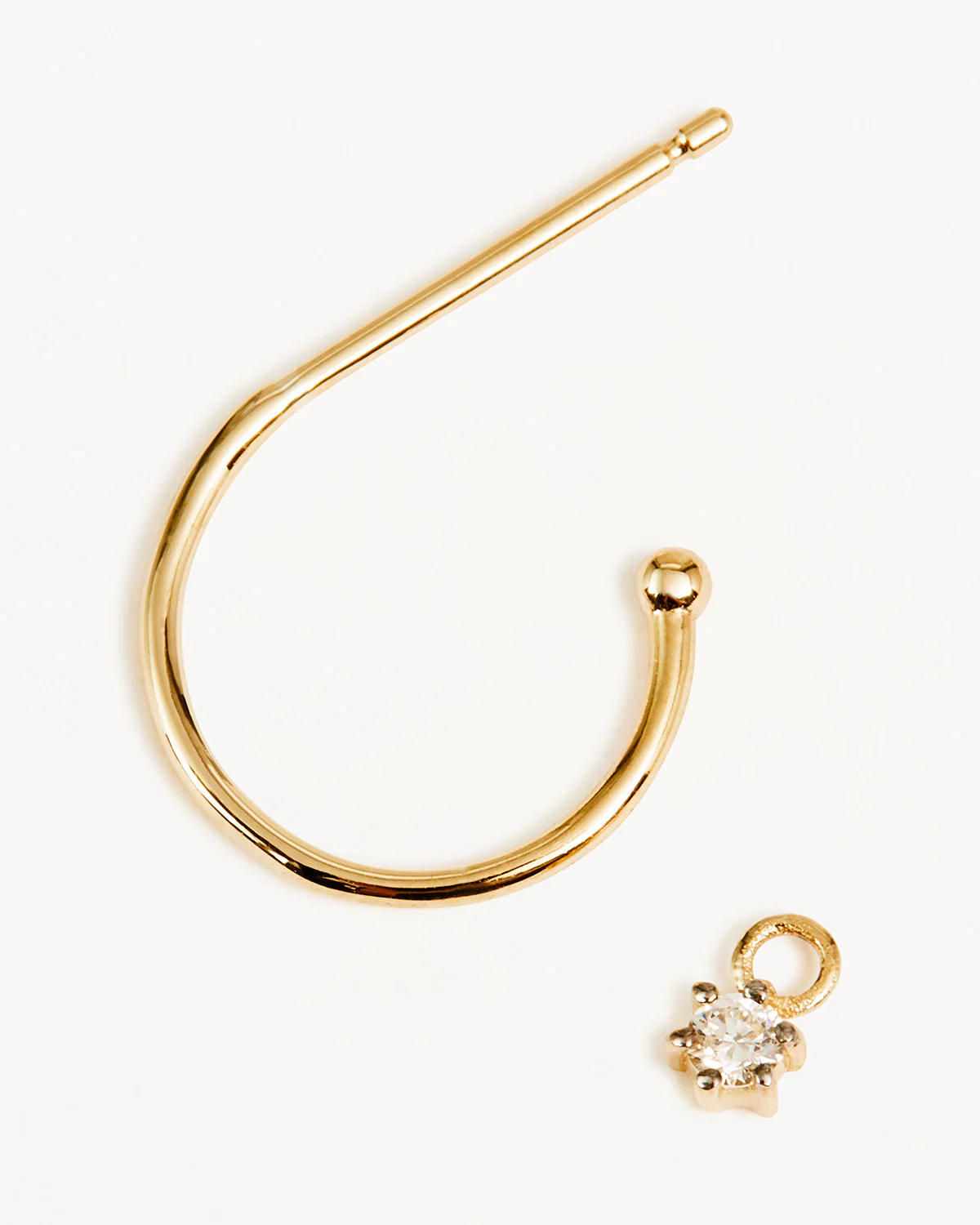14k Solid Gold Sweet Droplet Diamond Hoop - Image 3