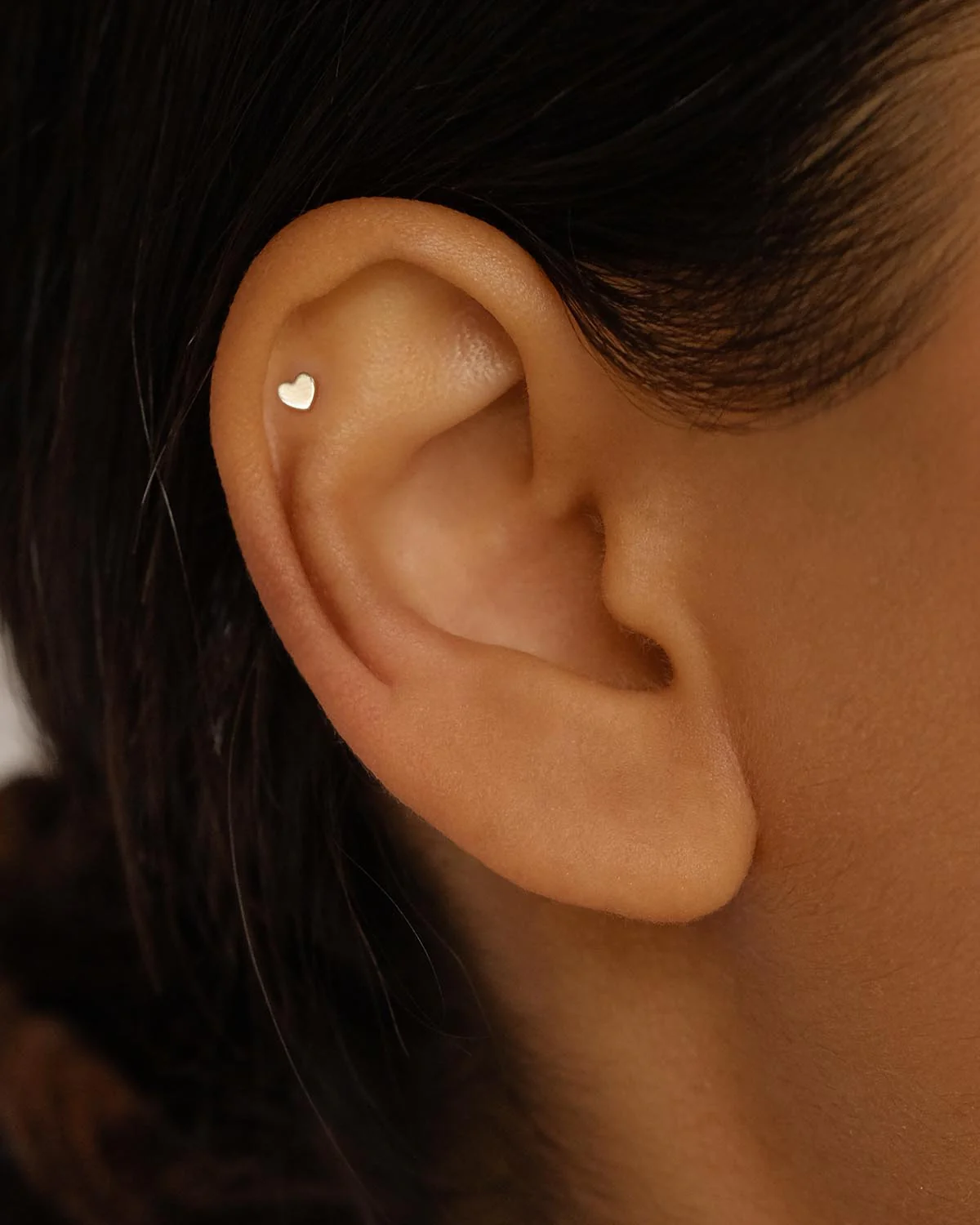 14k Solid Gold Sweetheart Cartilage Flatback Earring - Image 2