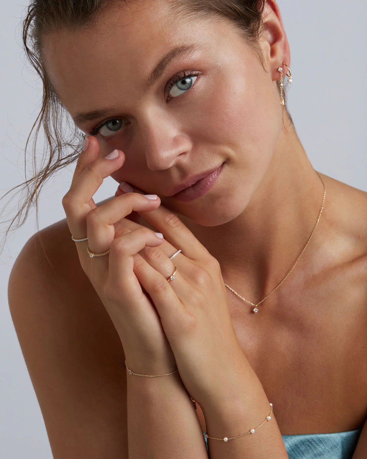 14k Solid Gold Water Drop Diamond Necklace - Image 4