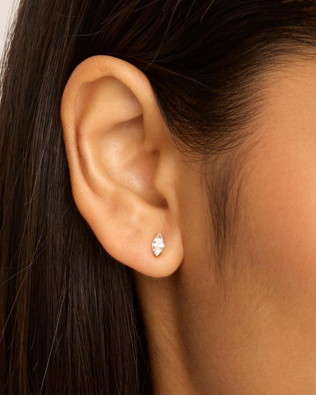 14k Solid White Gold Floating Petal Lab-Grown Diamond Stud Earring - Image 2
