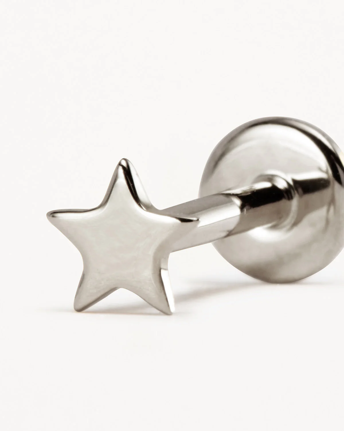 14k Solid White Gold Stellar Cartilage Flatback Earring - Image 3