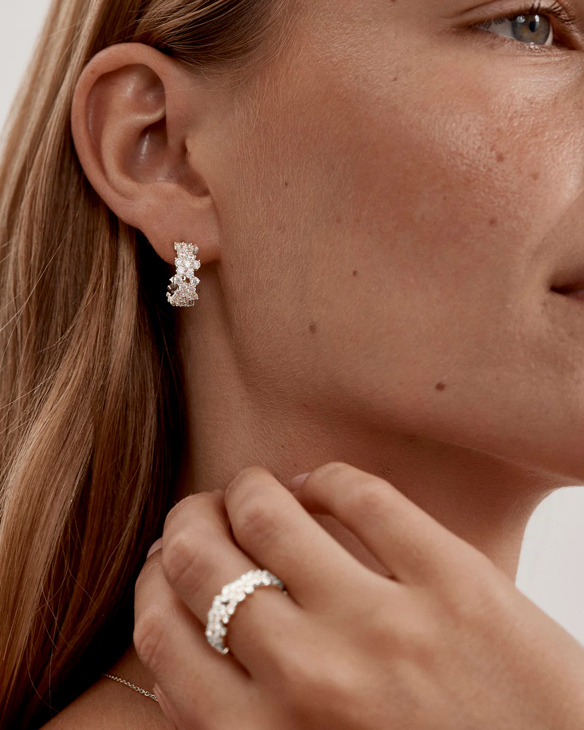 18k Gold Plated Crystal Dust Hoops - Image 4