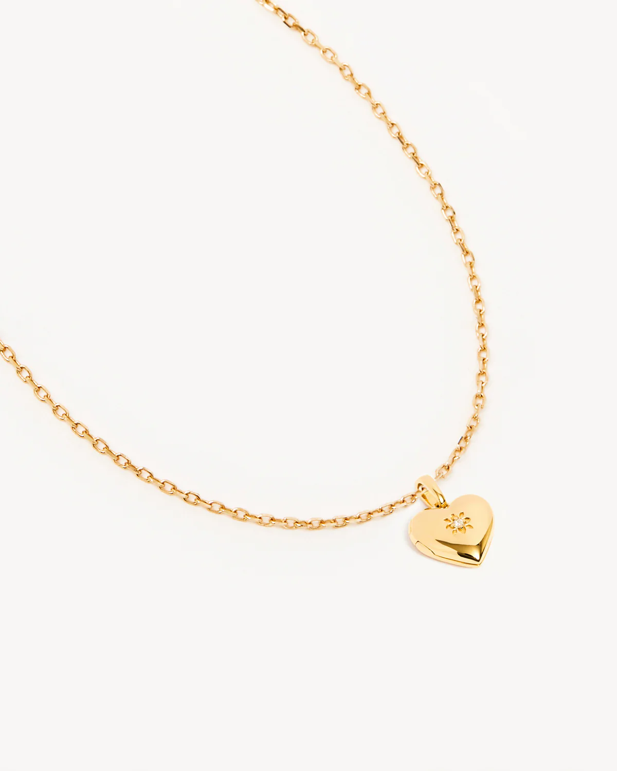 18k Gold Vermeil 18" Small Heart Lotus Locket Necklace