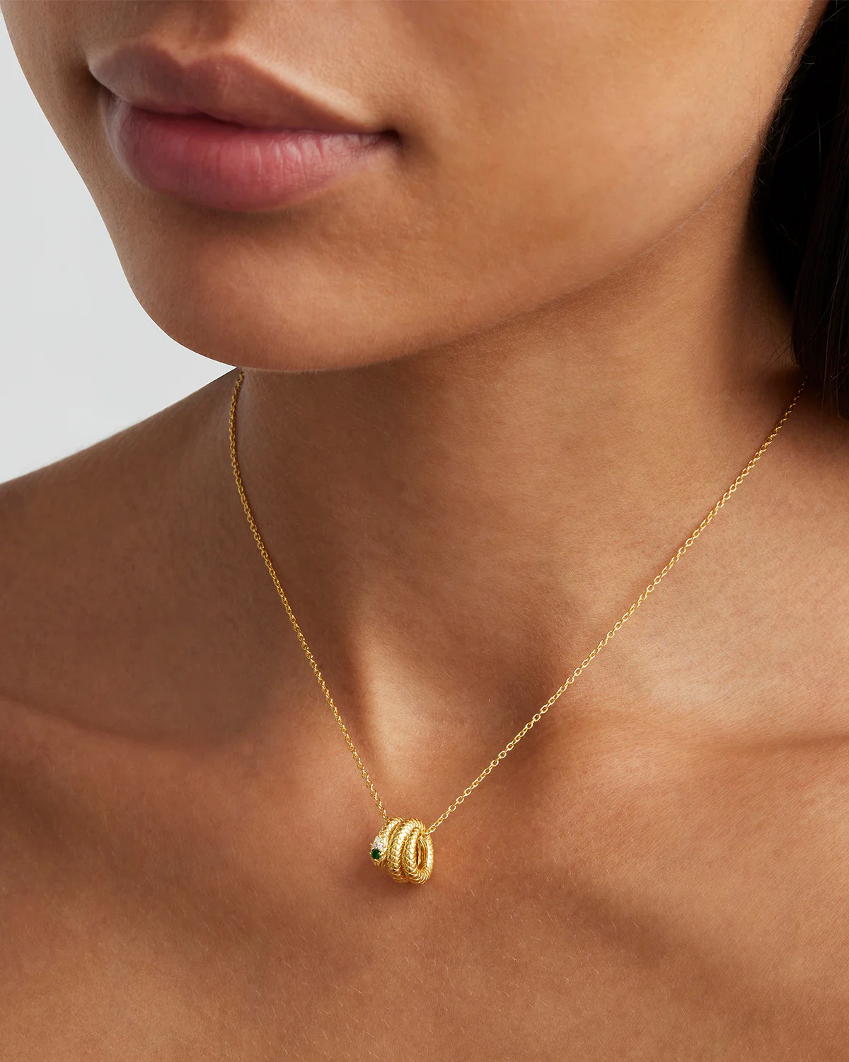 18k Gold Vermeil 18" Snake Petal Charm Necklace - Image 2
