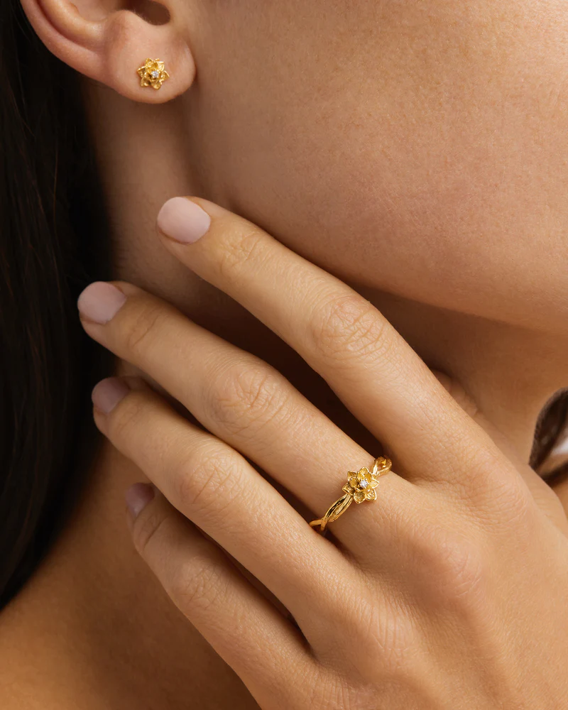 18k Gold Vermeil Bloom Within Lotus Ring - Image 2