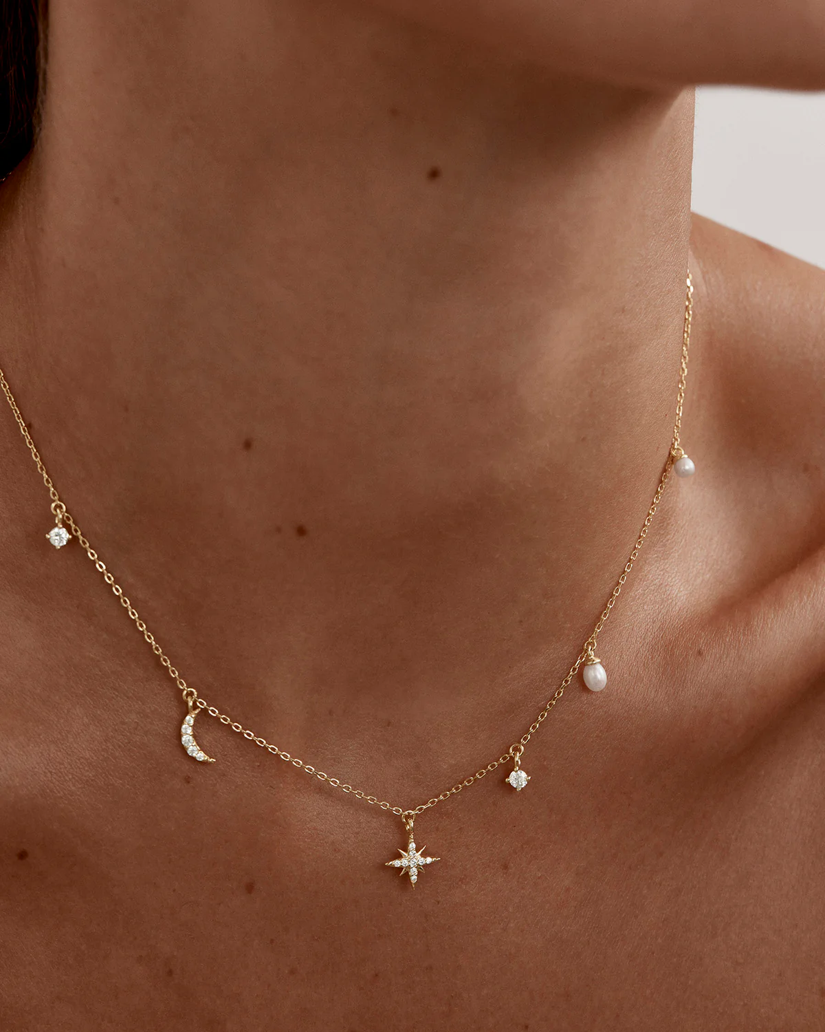 18k Gold Vermeil Celestial Skies Charm Choker - Image 4