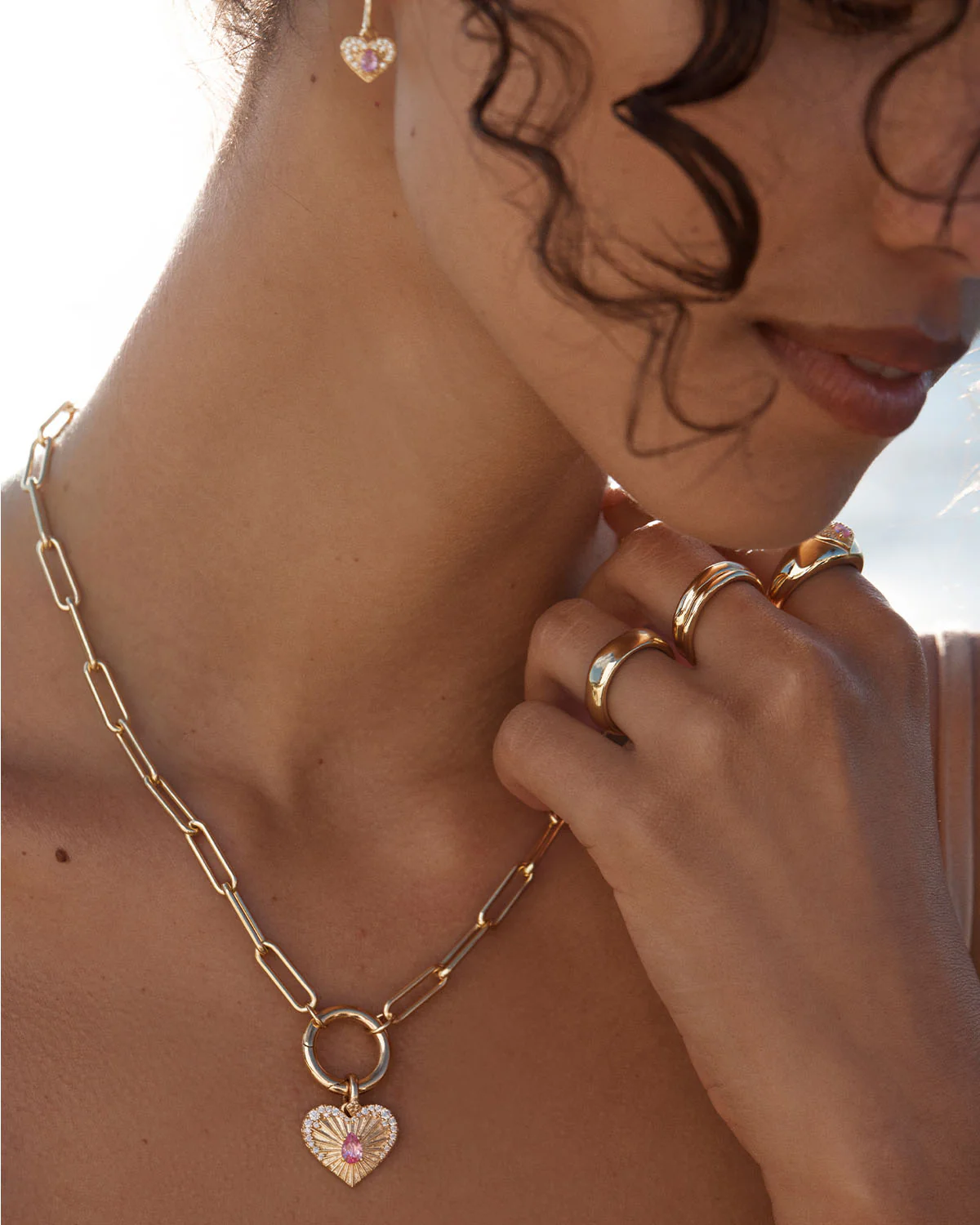 18k Gold Vermeil Connect With Your Heart Annex Link Pendant - Image 4