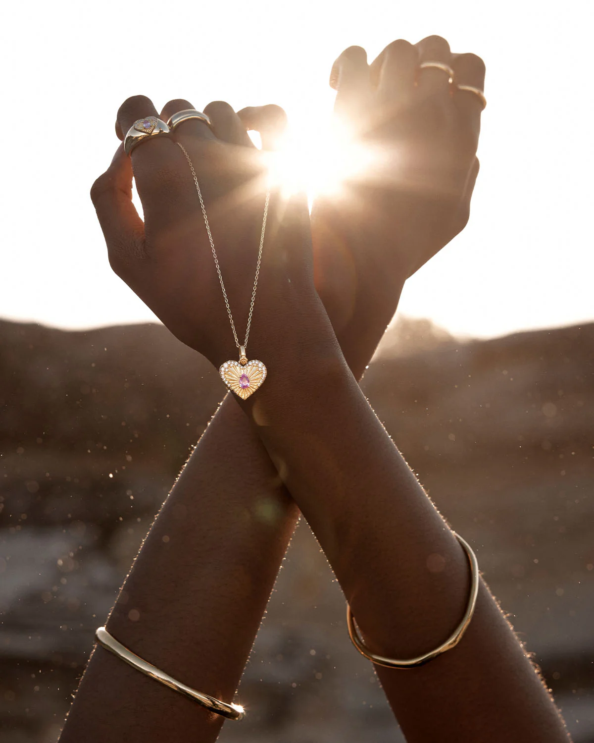 18k Gold Vermeil Connect With Your Heart Annex Link Pendant - Image 5