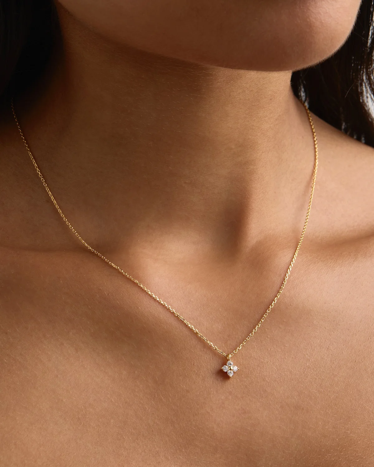 18k Gold Vermeil Crystal Bloom Necklace - Image 2