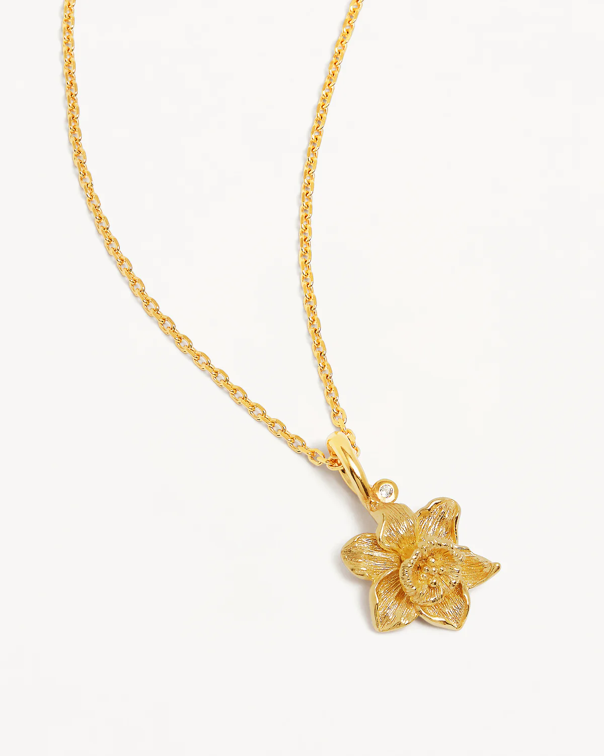 18k Gold Vermeil Daffodil March Birth Flower Necklace - Image 3