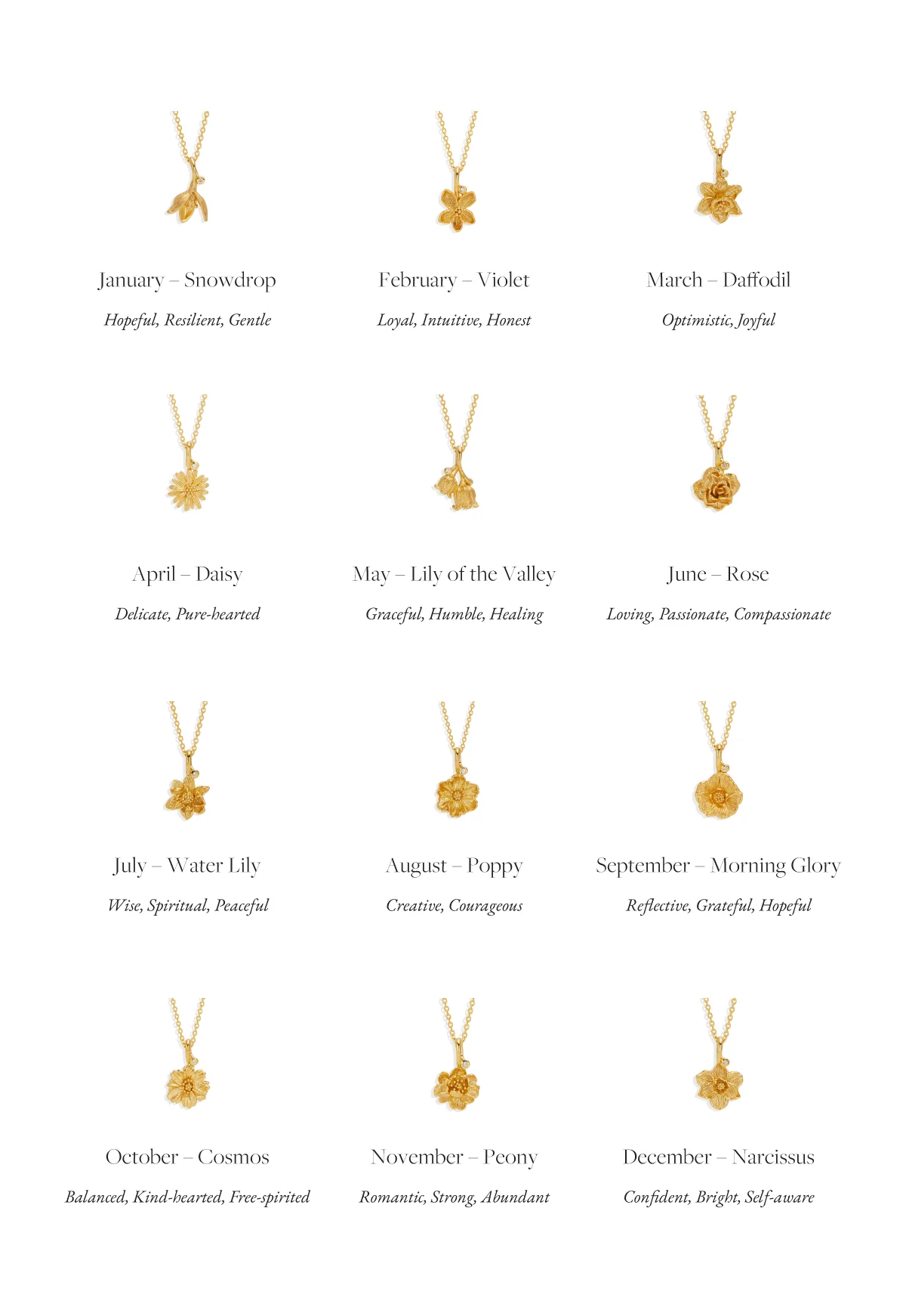 18k Gold Vermeil Daffodil March Birth Flower Necklace - Image 4