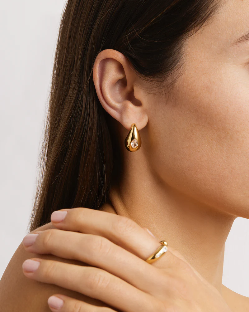 18k Gold Vermeil Dewdrop Large Earrings - Image 2