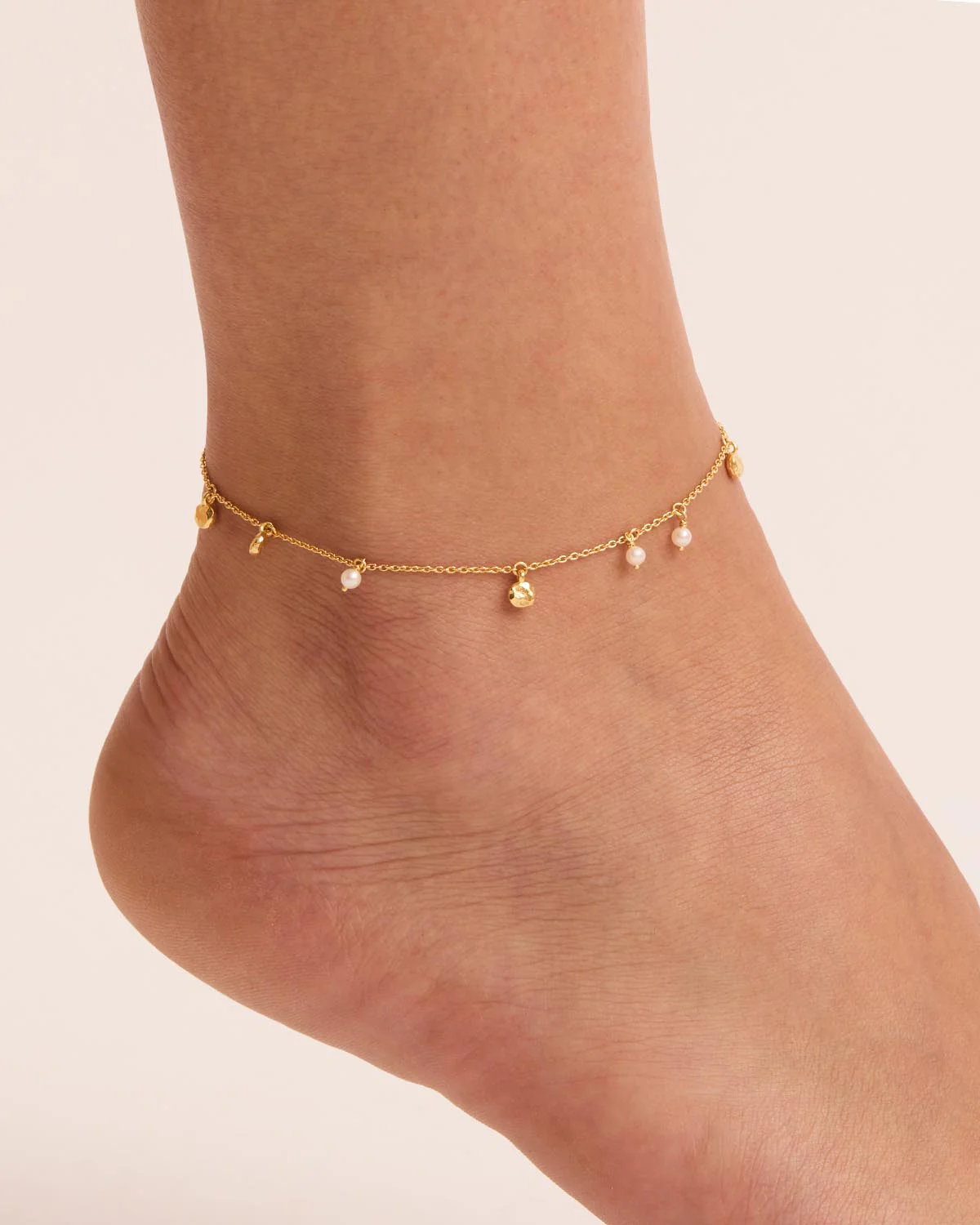 18k Gold Vermeil Endless Grace Pearl Anklet - Image 2