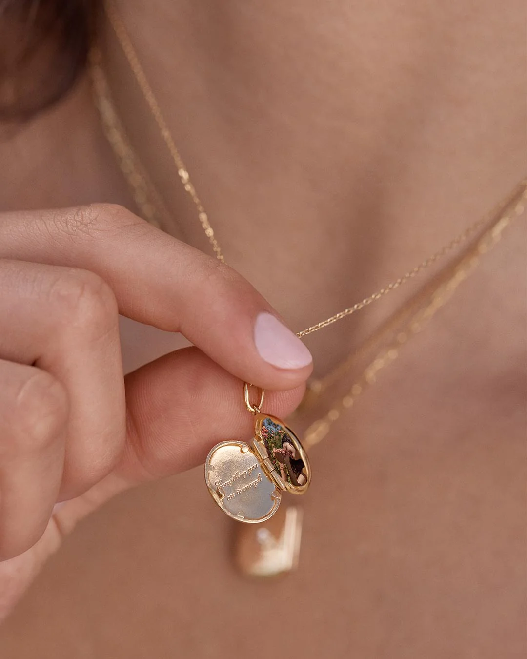 18k Gold Vermeil Everything You Are Is Enough Locket Pendant - Image 2