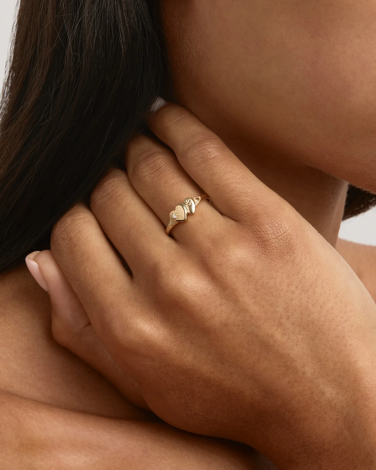 18k Gold Vermeil Forever Intertwined Heart Signet Ring - Image 2
