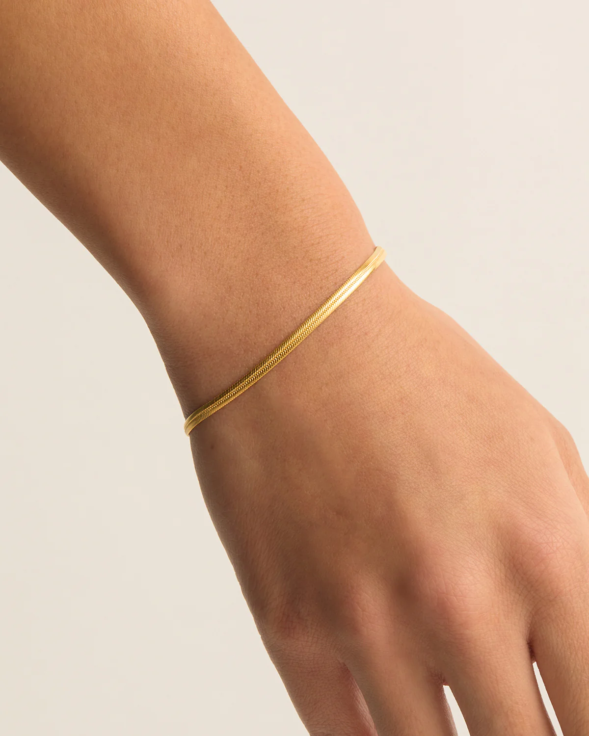 18k Gold Vermeil Herringbone Chain Bracelet - Image 2