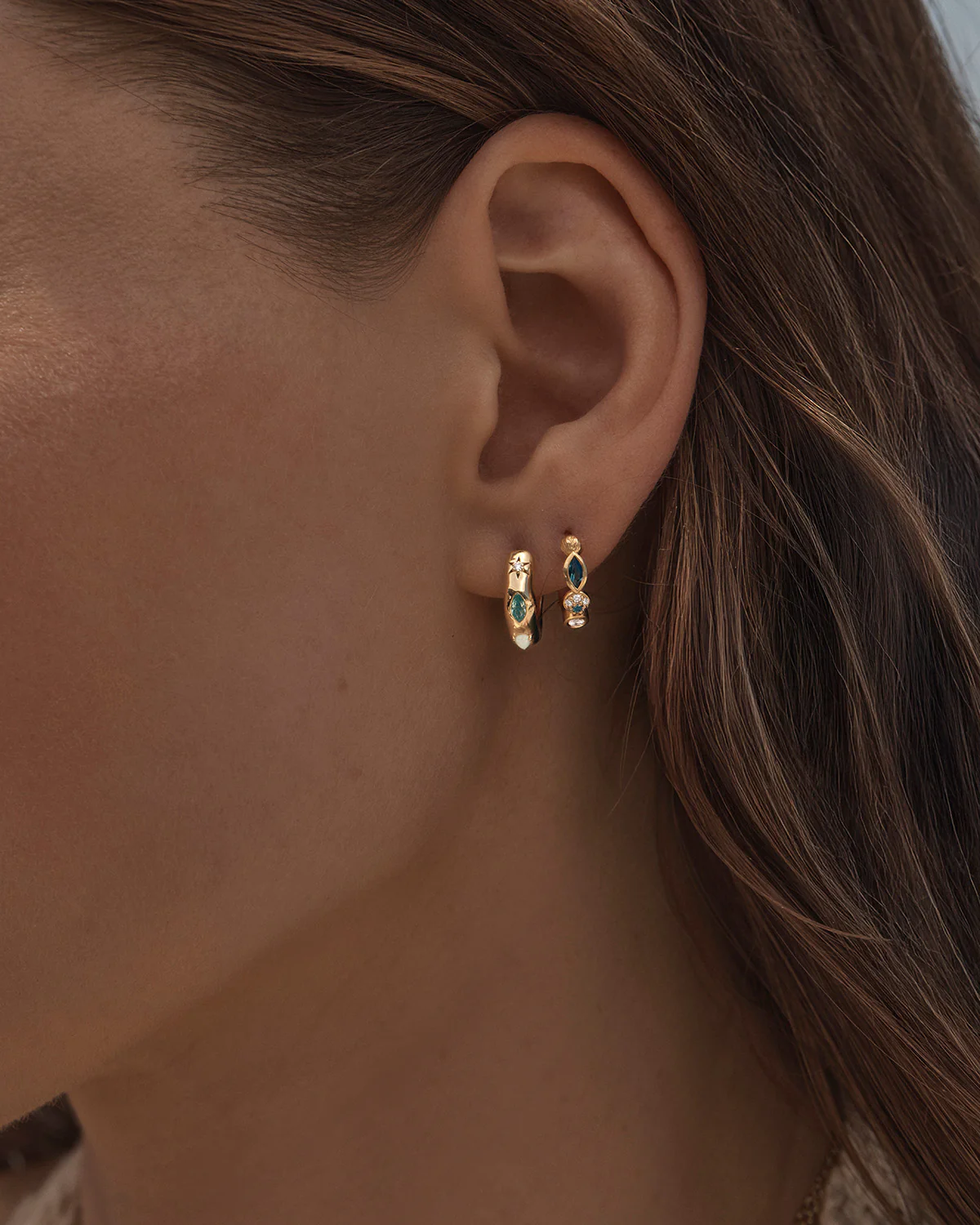 18k Gold Vermeil Hope and Protection Hoops - Image 2