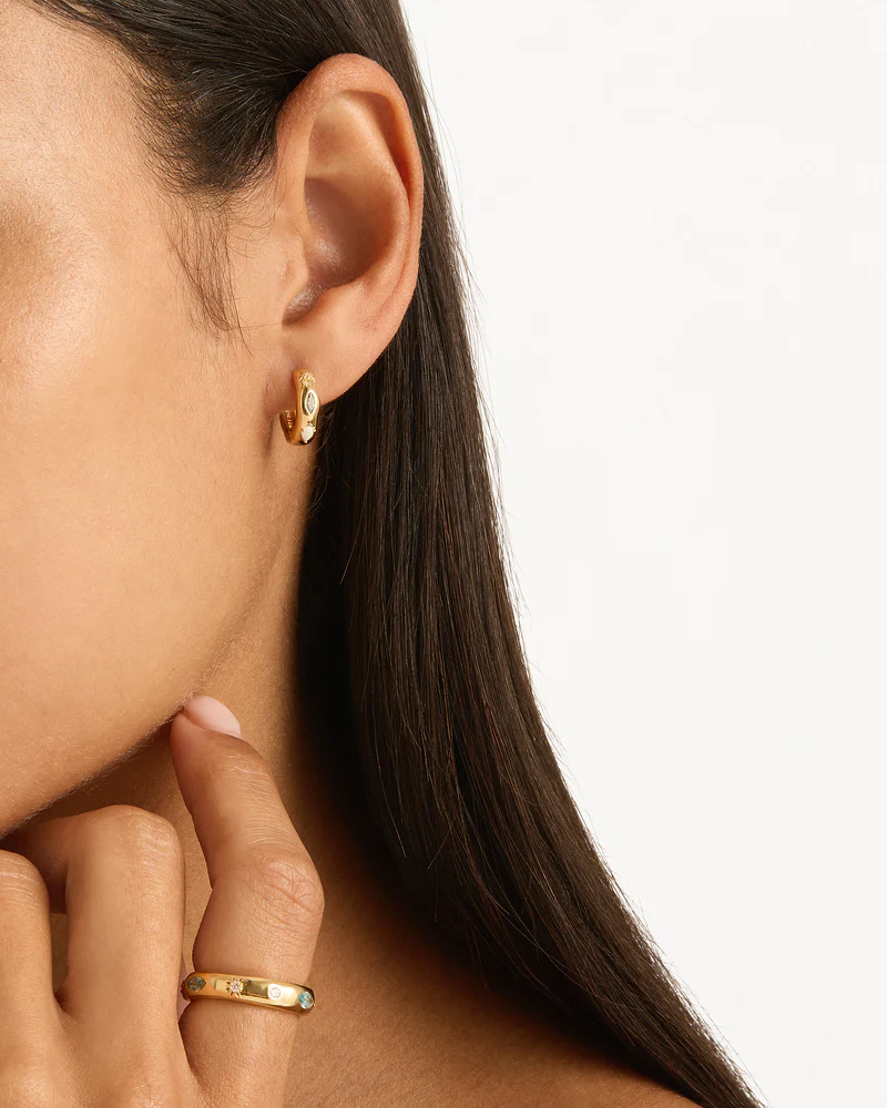 18k Gold Vermeil Hope and Protection Hoops - Image 4