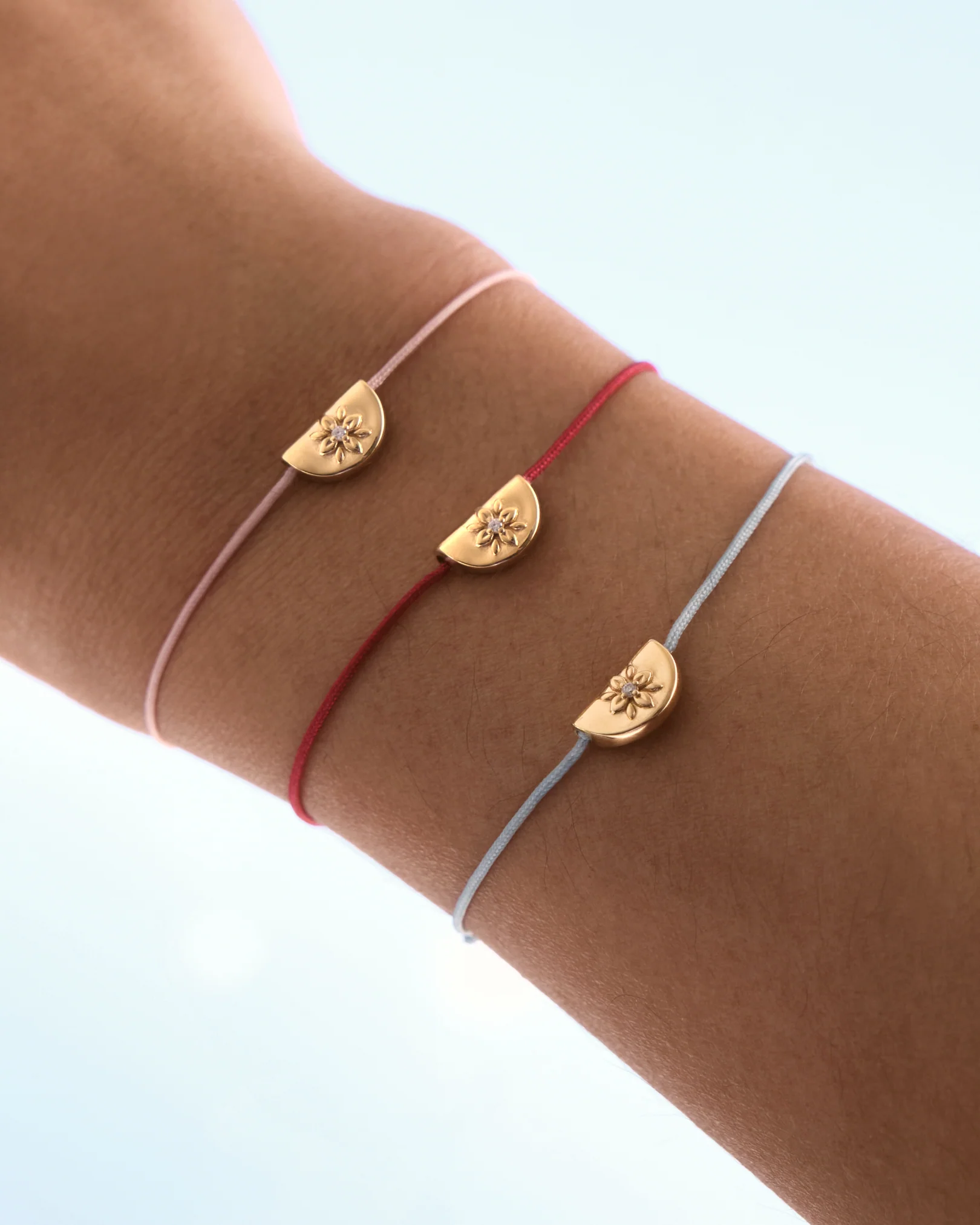 18k Gold Vermeil Lotus of Hope Cord Bracelet - Burgundy - Image 4