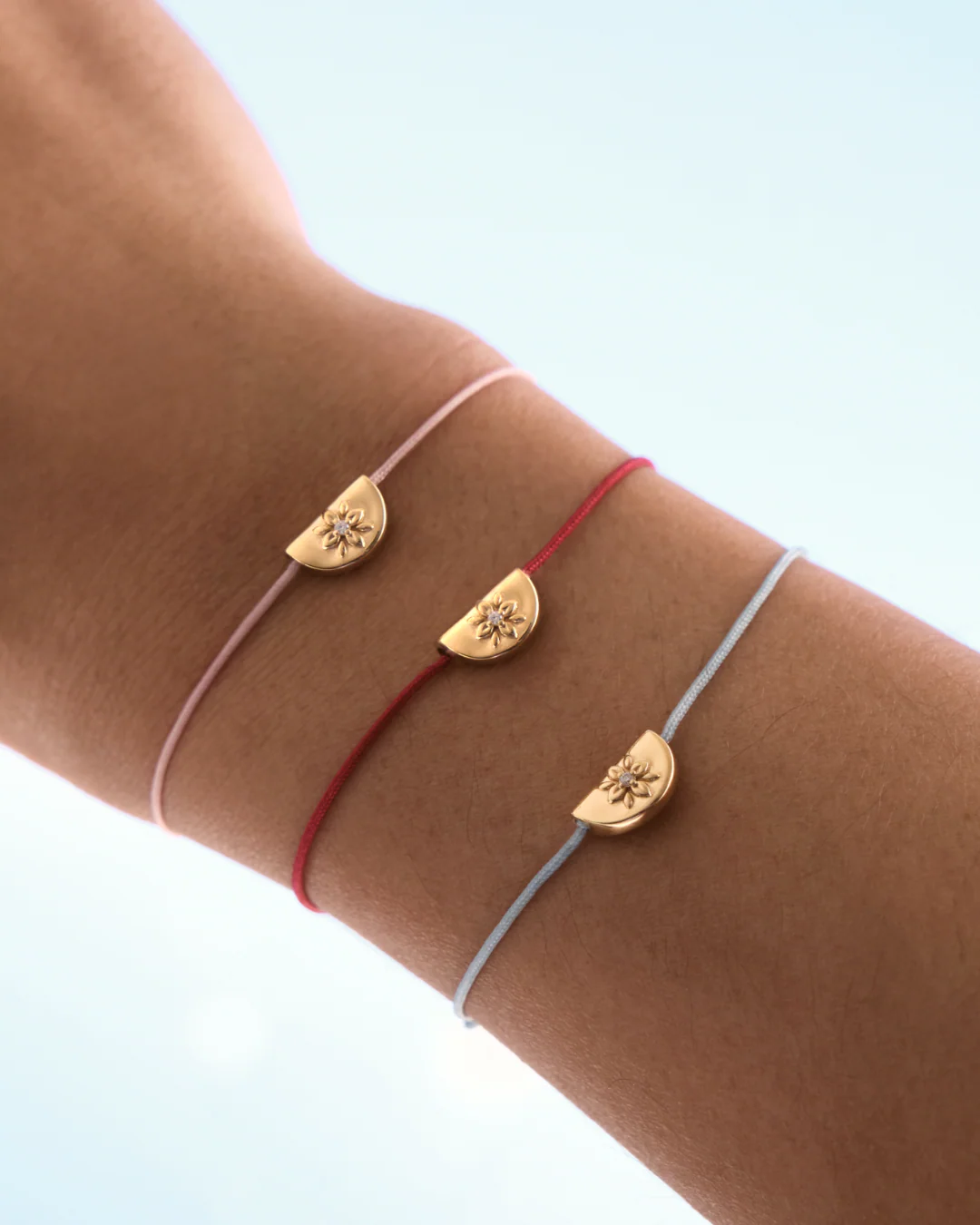 18k Gold Vermeil Lotus of Hope Cord Bracelet - Rose Quartz - Image 4