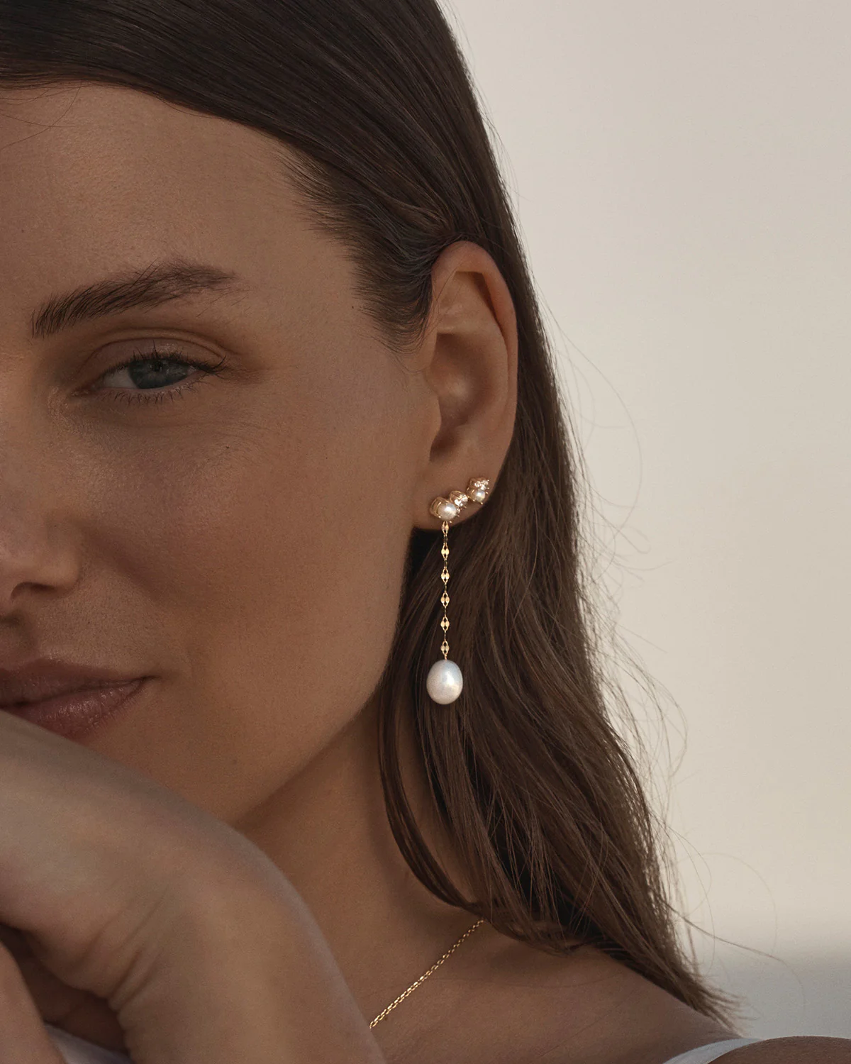 18k Gold Vermeil Love in Stillness Pearl Drop Earrings - Image 4