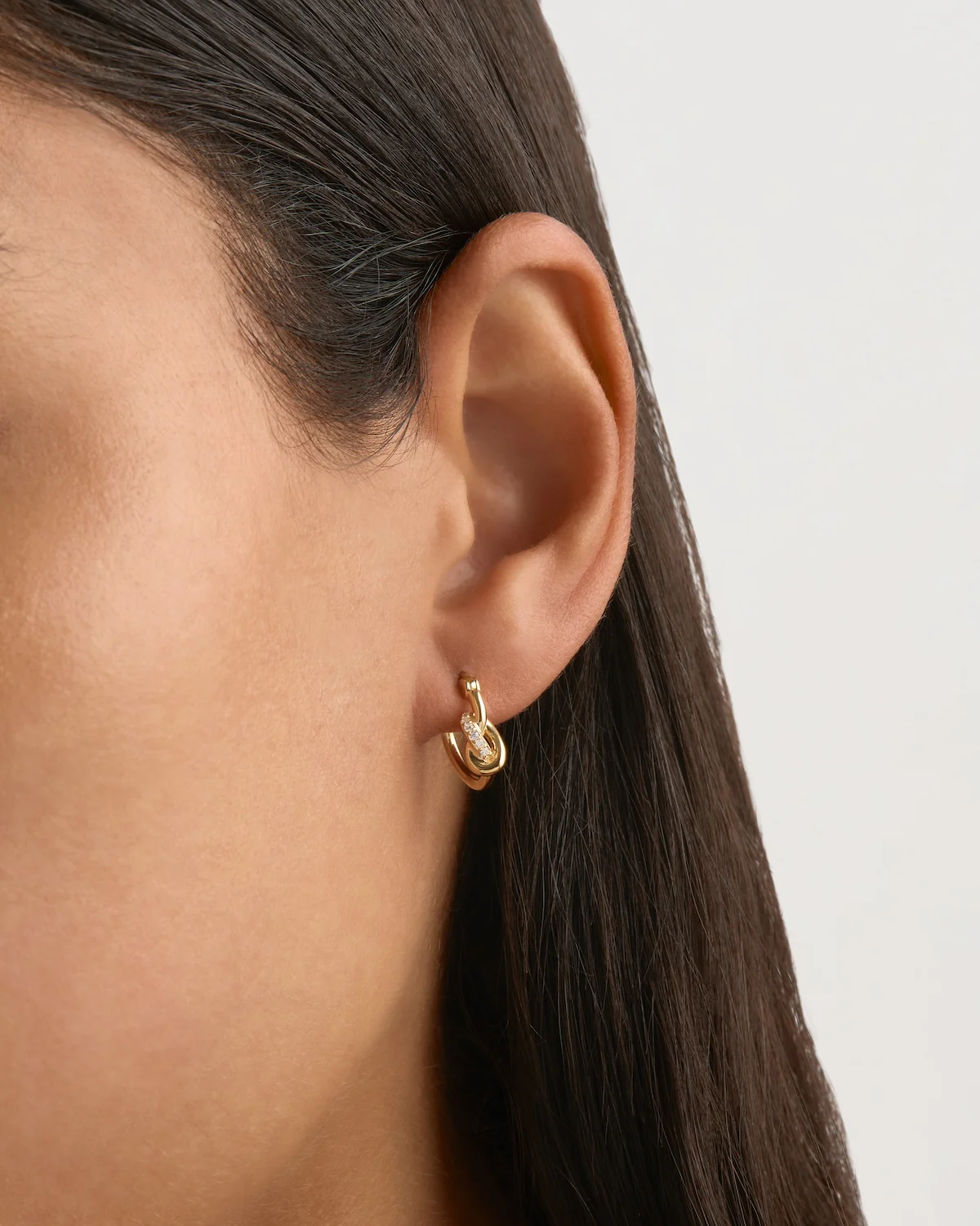 18k Gold Vermeil Love Knot Lab-Grown Diamond Hoops - Image 2
