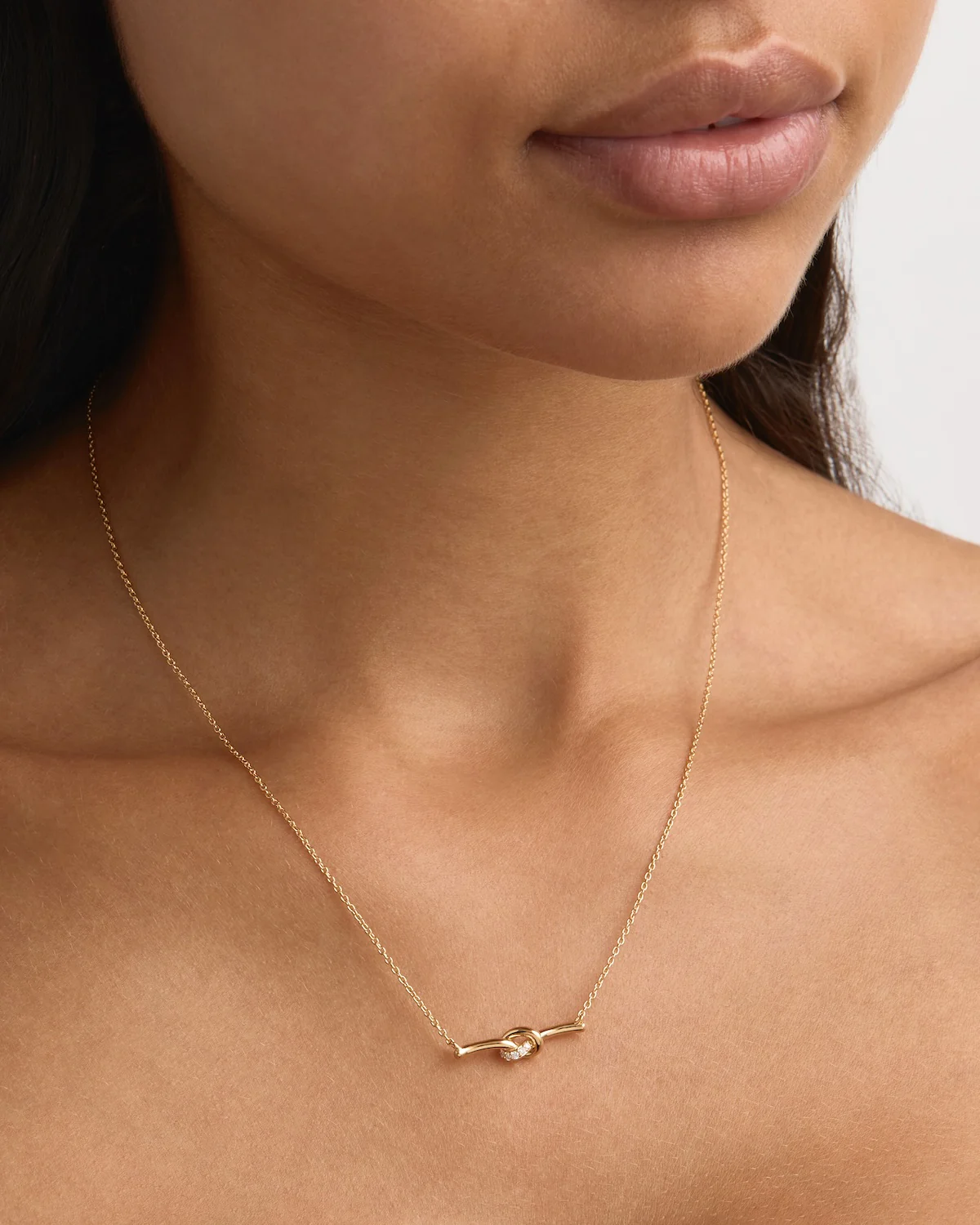 18k Gold Vermeil Love Knot Lab-Grown Diamond Necklace - Image 4