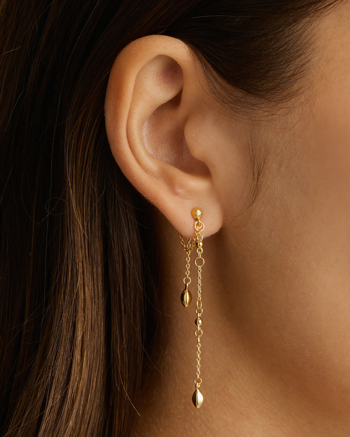 18k Gold Vermeil Luck and Love Chain Earrings - Image 2