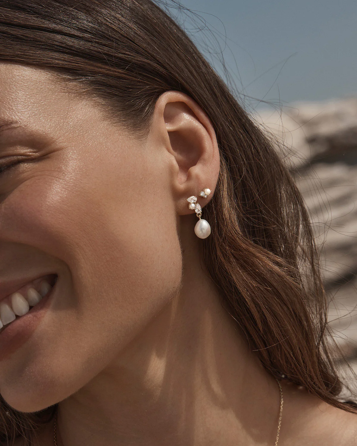 18k Gold Vermeil Moments in Time Pearl Drop Earrings - Image 2