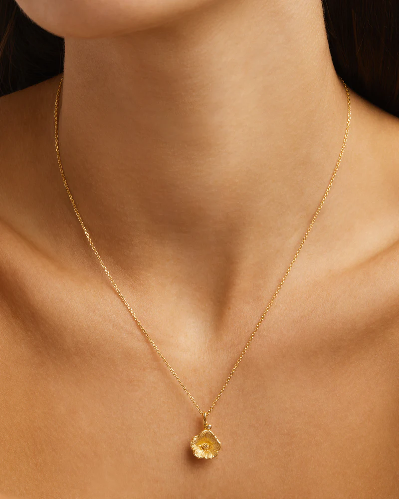 18k Gold Vermeil Morning Glory September Birth Flower Necklace - Image 2