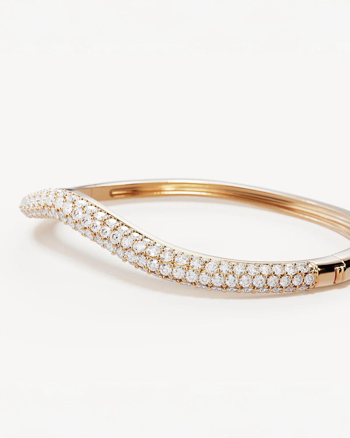 18k Gold Vermeil Crystal Wave Bangle - Image 3