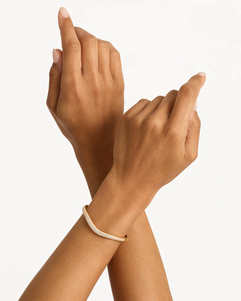 18k Gold Vermeil Crystal Wave Bangle - Image 4