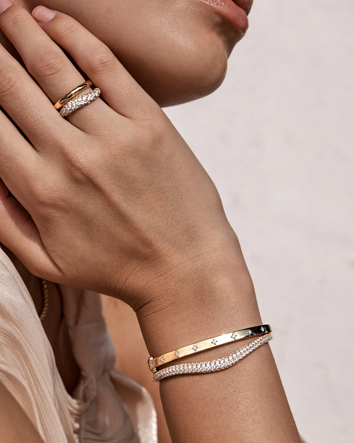 18k Gold Vermeil Crystal Wave Bangle - Image 5