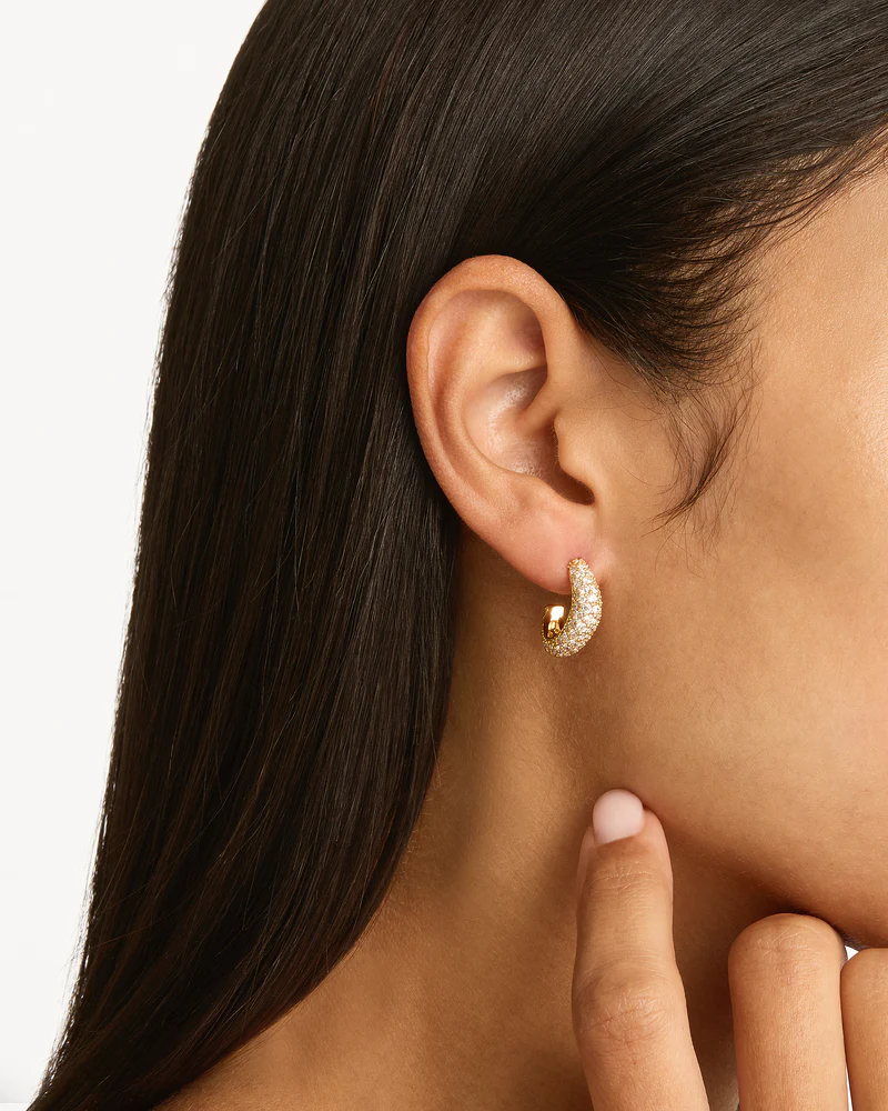 18k Gold Vermeil Crystal Wave Hoops - Image 4