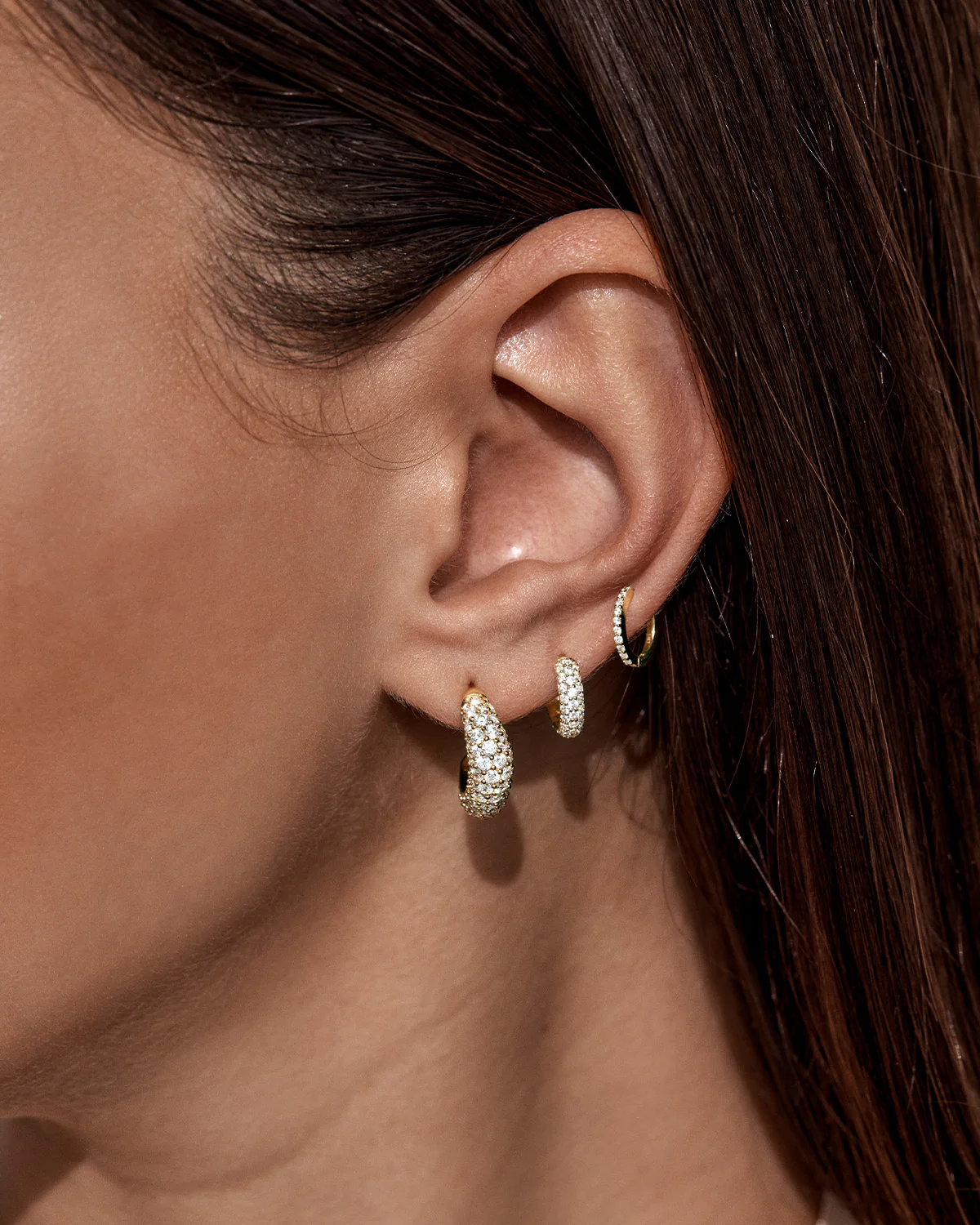 18k Gold Vermeil Crystal Wave Hoops - Image 5