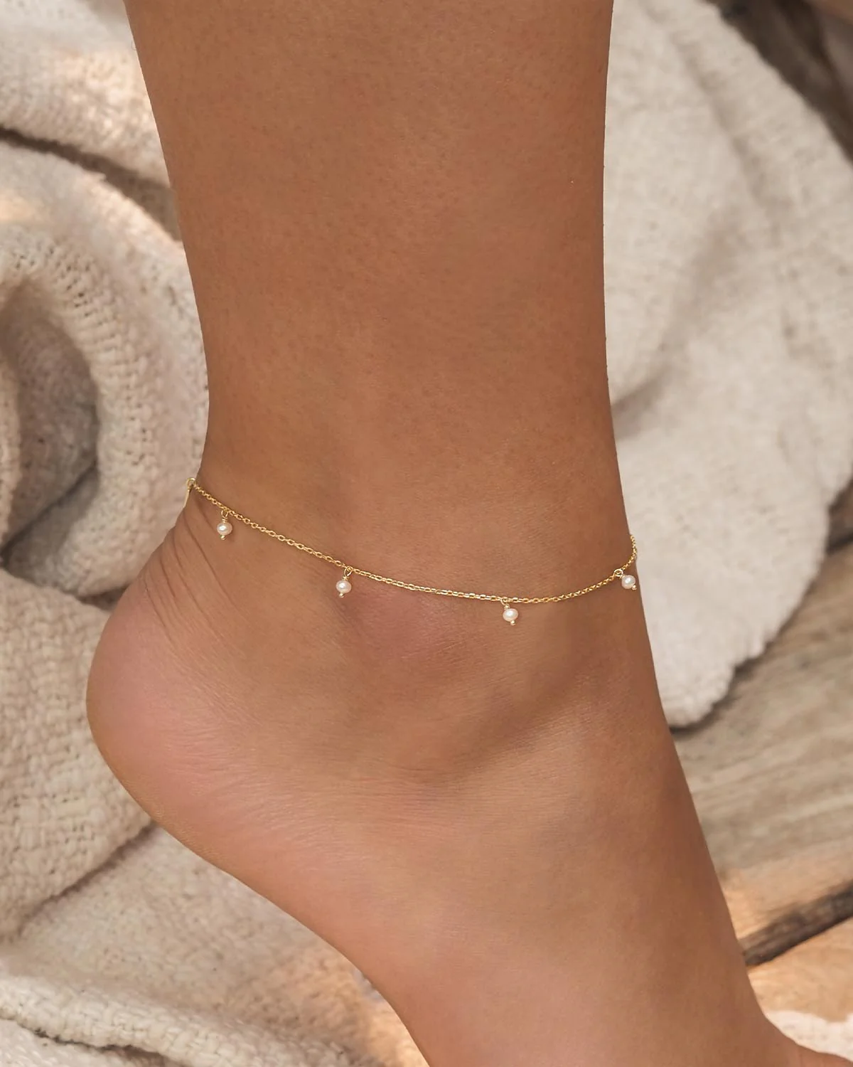 18k Gold Vermeil Peace Anklet - Image 2