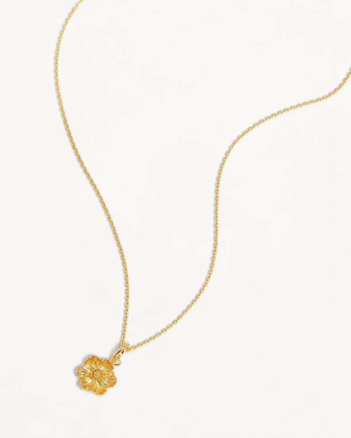 18k Gold Vermeil Poppy August Birth Flower Necklace - Image 4