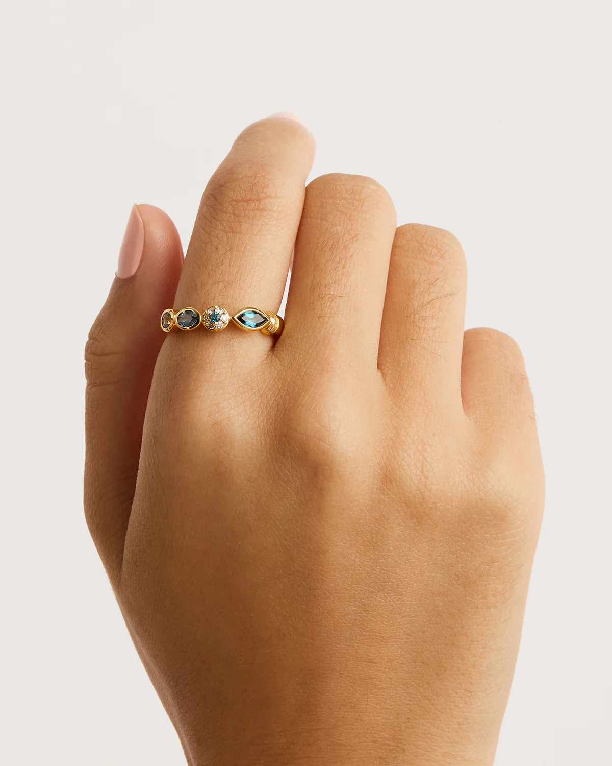 18k Gold Vermeil Protection of Eye Topaz Ring - Image 2