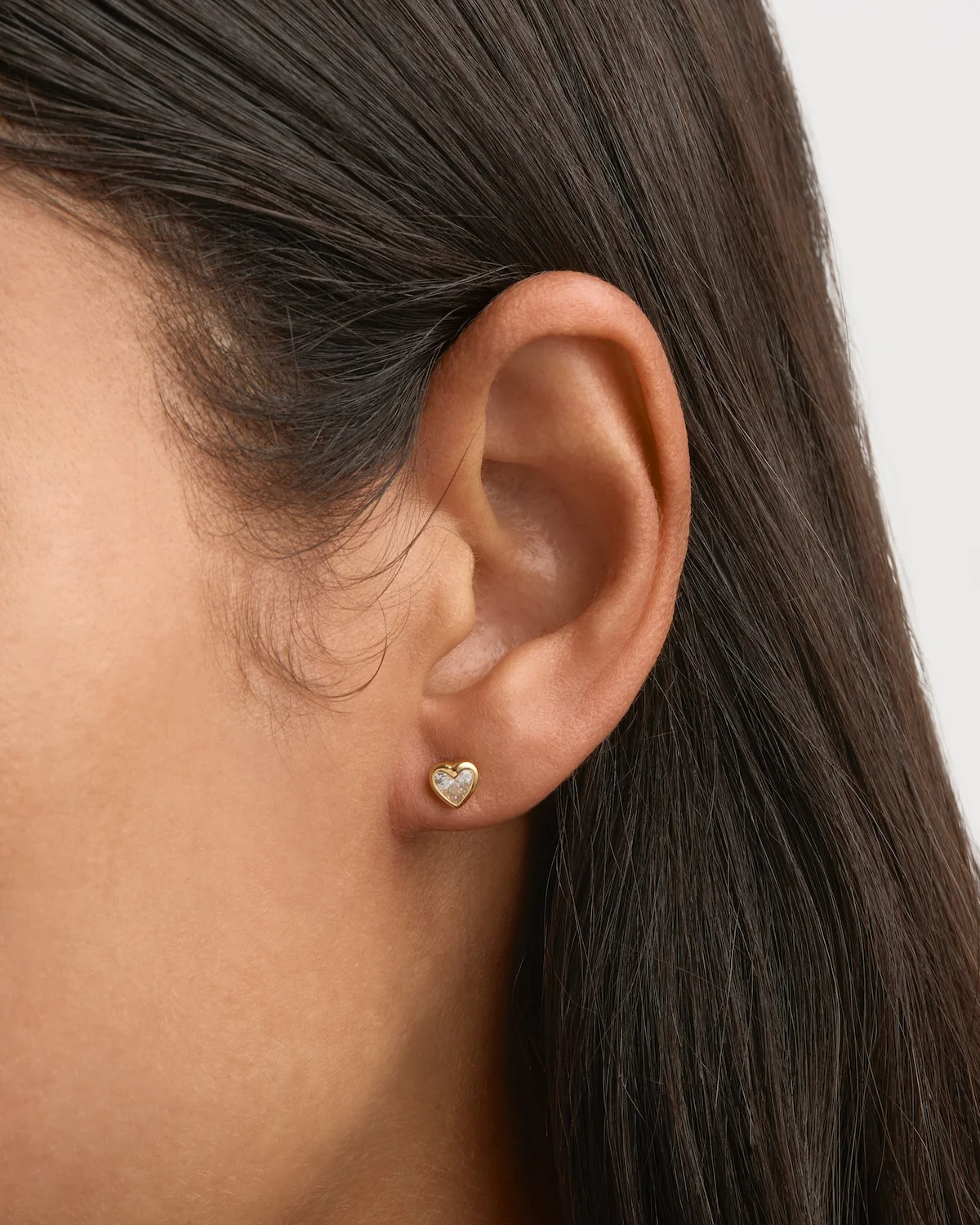 18k Gold Vermeil Radiant Heart Stud Earrings - Image 2