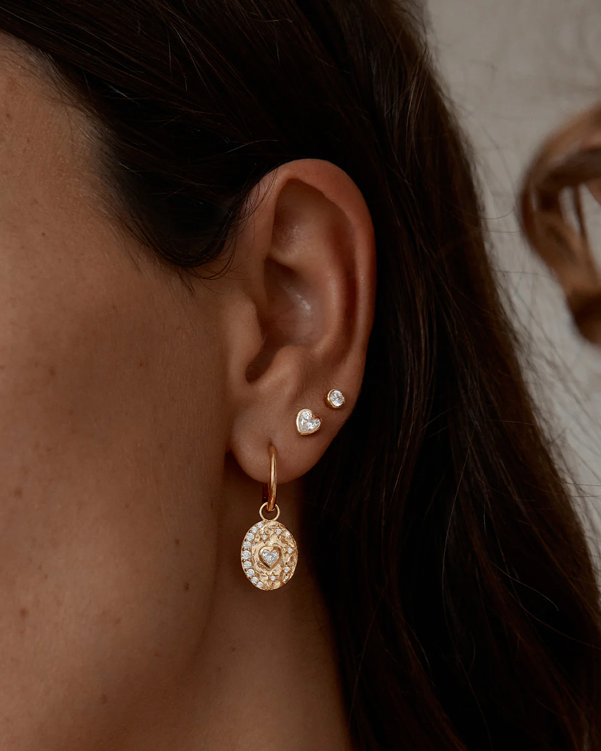 18k Gold Vermeil Radiant Heart Stud Earrings - Image 5