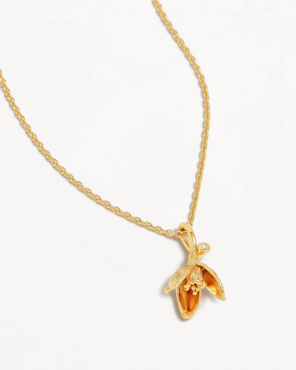 18k Gold Vermeil Snowdrop January Birth Flower Necklace - Image 3