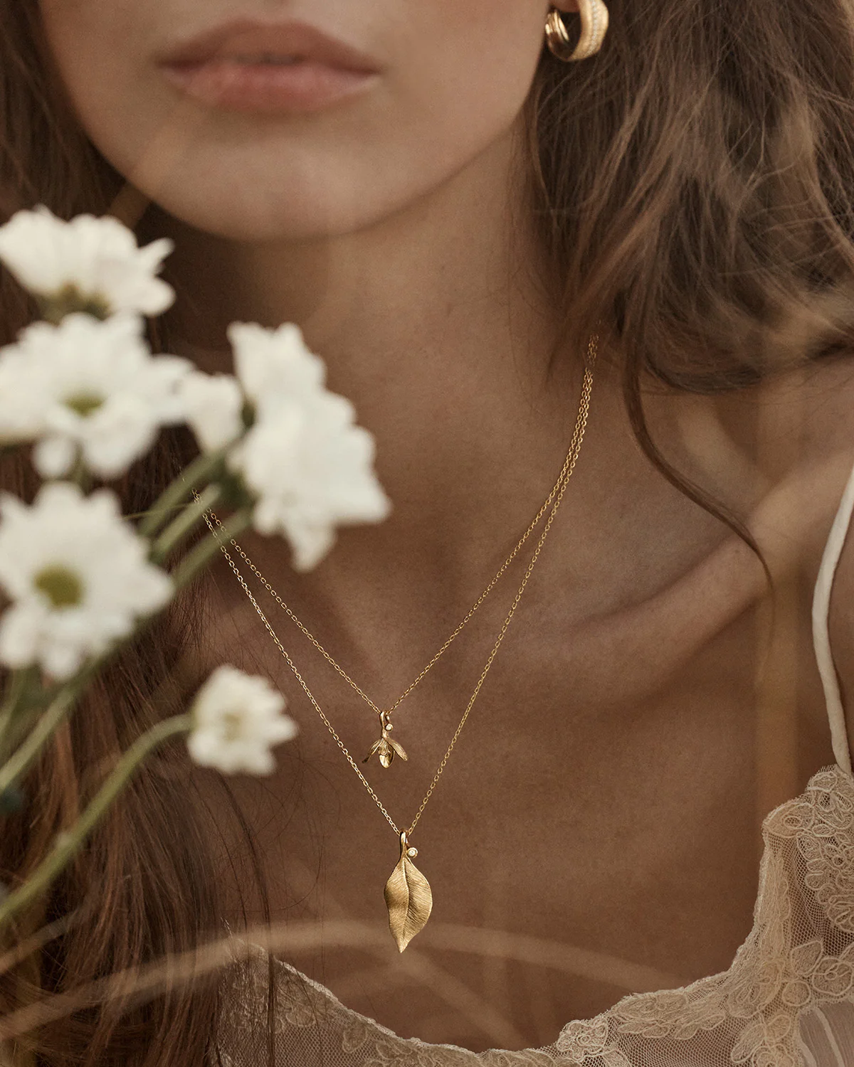 18k Gold Vermeil Snowdrop January Birth Flower Necklace - Image 6