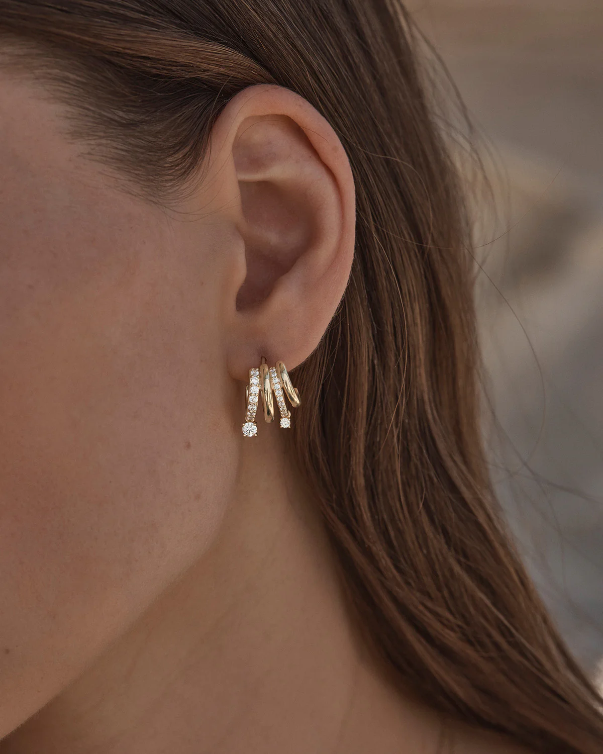 18k Gold Vermeil With Every Breath Illusion Hoops - Image 2