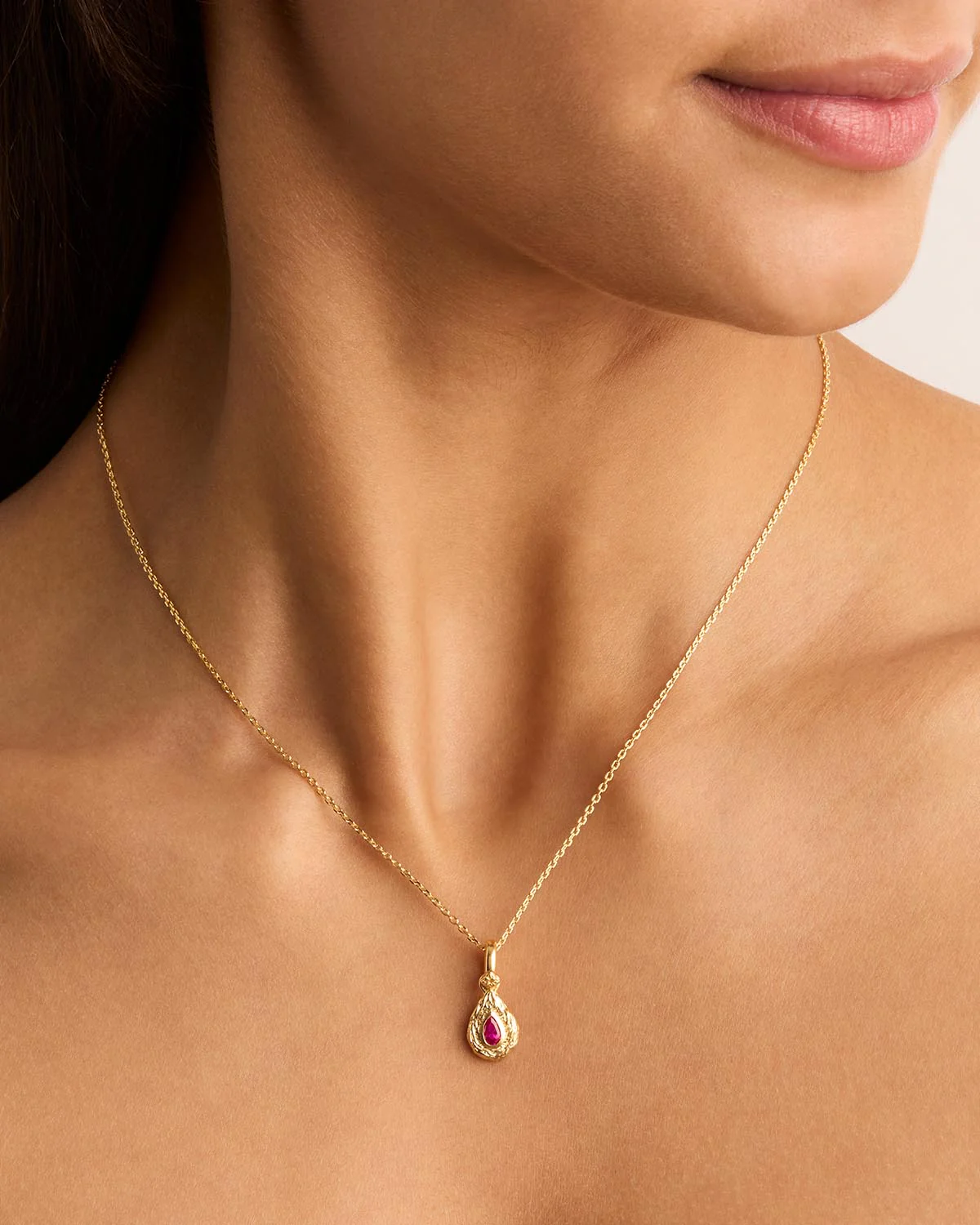 18k Gold Vermeil With Love Birthstone Annex Link Pendant - July - Image 2