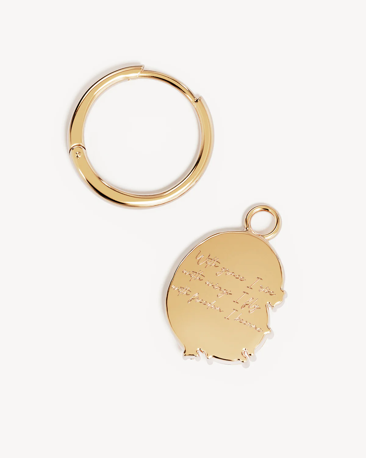 18k Gold Vermeil With Wings I Fly Hoops - Image 4
