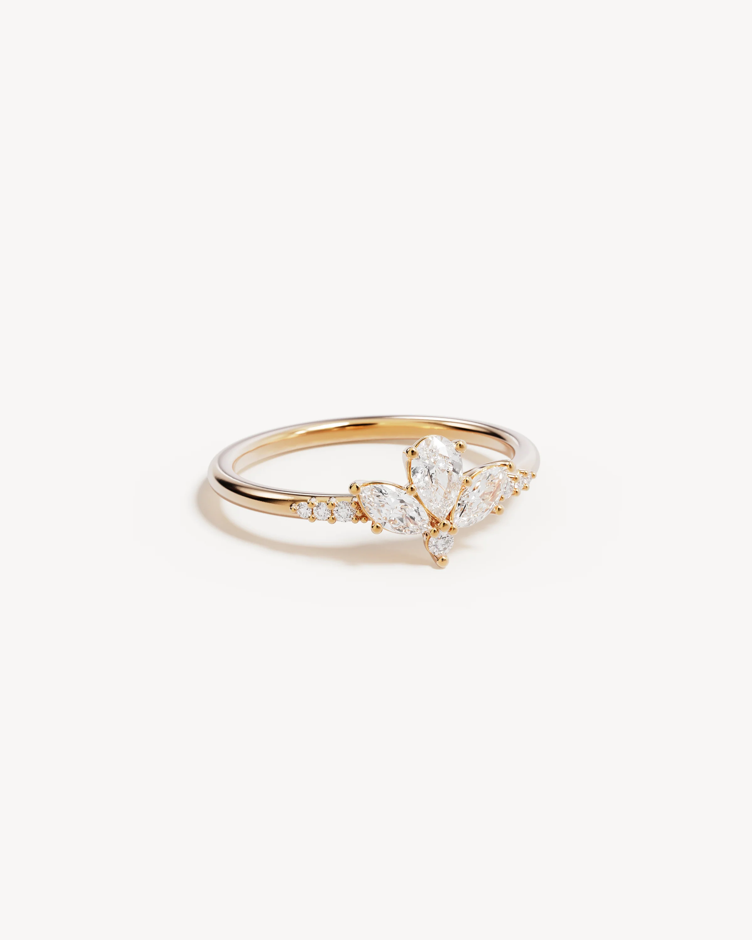 18k Solid Gold Floating Lotus 0.49ct Lab-Grown Diamond Ring